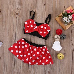 Minnie Mouse girls swimsuit red polka dot